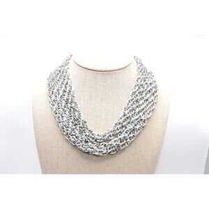 Vintage Western Germany Eloxal Silver 6 Strand Necklace 1950s 17 Inch